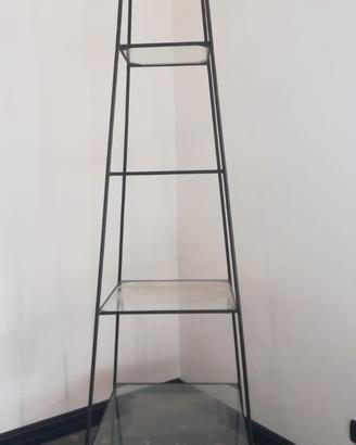 Scaffale espositore in ferro e vetro