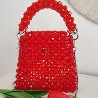 Mini borsa da sera o da cerimonia in perline rosse