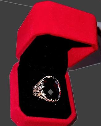 Anello in Arg.925 con pietra nera mis.19,5