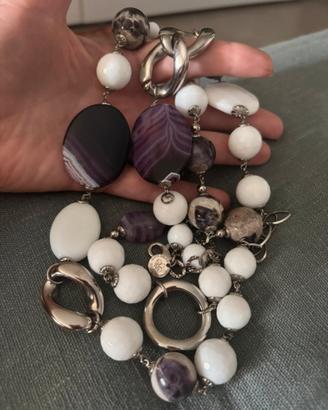 Collana in argento e agata