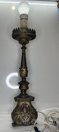 Candeliere Antico Elettrificato Ottone Stile Baroc
