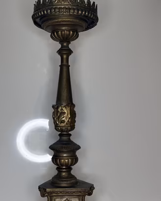 Candeliere Antico Elettrificato Ottone Stile Baroc
