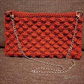 borsa ad uncinetto,pochette fatta a mano