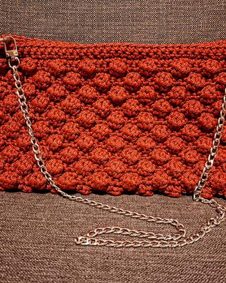 borsa ad uncinetto,pochette fatta a mano