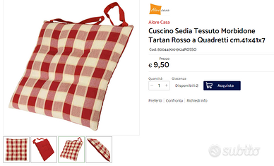 Cuscino sedia tessuto morbido