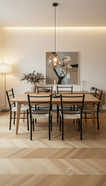 Set 4 Sedie Vintage Legno Nero e Paglia