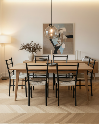 Set 4 Sedie Vintage Legno Nero e Paglia