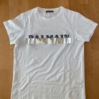 T-SHIRT BALMAIN JERSEY BIANCO, STAMPA ARGENTO