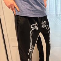 Pantaloni tuta neri stampa scheletro ossa streetwe