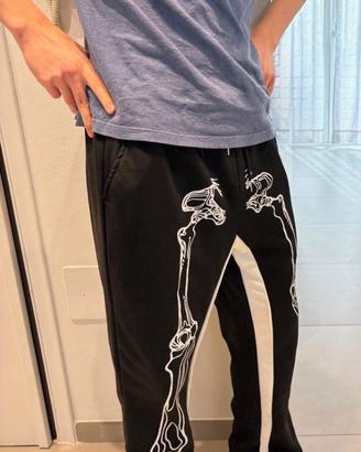 Pantaloni tuta neri stampa scheletro ossa streetwe