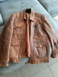 giacca in pelle vintage aviatore taglia L