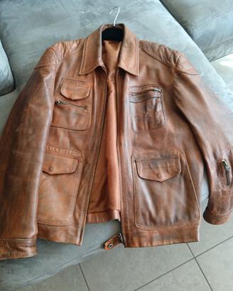 giacca in pelle vintage aviatore taglia L