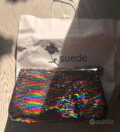 Pochette SUEDE Paillettes Arcobaleno - NUOVA