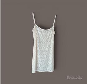 Sottoveste bianca avorio  in pizzo traforato
