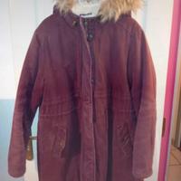 Parka Donna Bordeaux con cappuccio e ecopelliccia