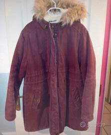 Parka Donna Bordeaux con cappuccio e ecopelliccia