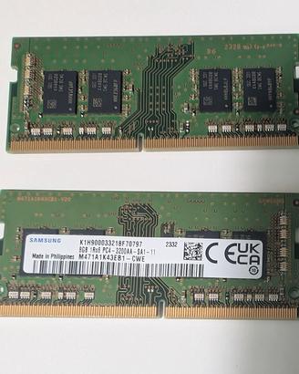 Due moduli RAM Samsung 8+8 gb