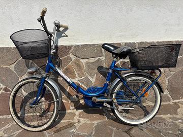 Bici città Atala vintage blu con cestini
