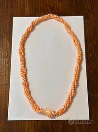 Collana corallo rosa antica 3 fili