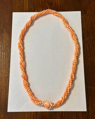 Collana corallo rosa antica 3 fili