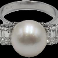 ANELLO ORO CON PERLA E 1 ct DIAMANTI