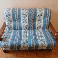 Divano due posti in legno e stoffa