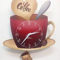 Orologio Coffee Com Pendolo Fatto In Legno