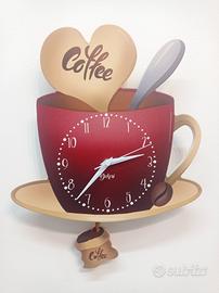 Orologio Coffee Com Pendolo Fatto In Legno