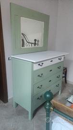 Cassettiera con specchio shabby