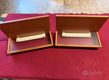 Coppia di Mensole Luminose in Legno e Vetro