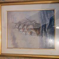 Quadro Marina Vintage - Veliero su Tela - Firmato 