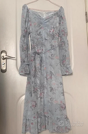 Abito blu in chiffon floreale