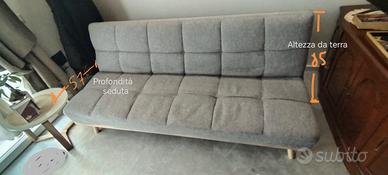 Divano (letto) morbido color grigio e abete, nuovo
