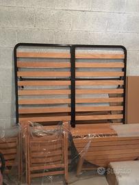 Rete matrimoniale a doghe con piedi ripiegabili