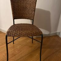 Set 6 Sedie Design in Rattan/Midollino e Metallo