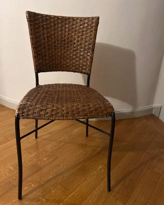 Set 6 Sedie Design in Rattan/Midollino e Metallo