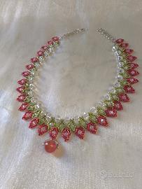 Collana elegante Cristallo Pendente Pietra rosso