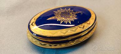 Bomboniera porcellana blu cobalto e oro di Limoges