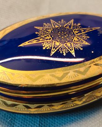 Bomboniera porcellana blu cobalto e oro di Limoges