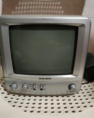Mini TV Majestic vintage B/N con radio FM funziona