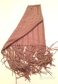 Mantella poncho sciarpa lana con frange 