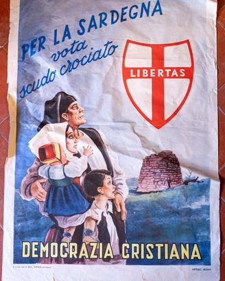 Manifesto Democrazia Cristiana 200x70cm anni 50/60
