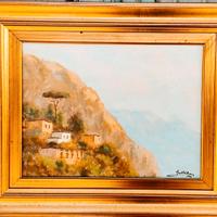 Quadro con paesaggio Amalfitano dipinto a olio.