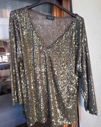 maglia da ballo a maniche lunghe con paiette