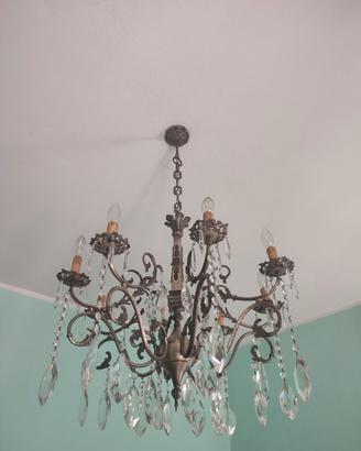 Lampadario in cristallo e peltro