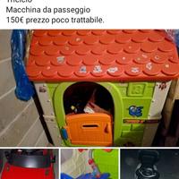 Casetta + auto +triciclo + auto da passeggio