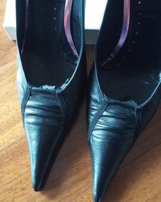 Decollete di nappa nere nuove