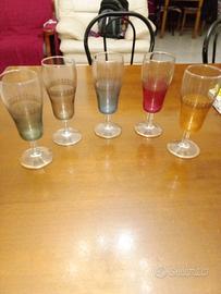 5 bicchieri decorati vintage