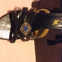 Scarpe nere eleganti "m.h" con tacco e pietre