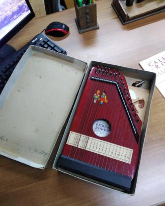 antico giocattolo tedesco vintage cetra a corde 
